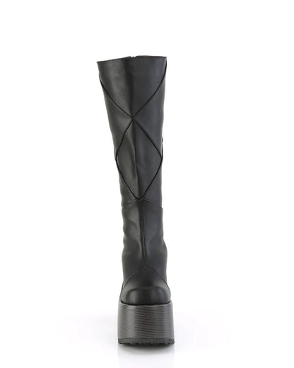 Demonia Patchwork Women's Black Knee High Boots - InstaWOW Shop