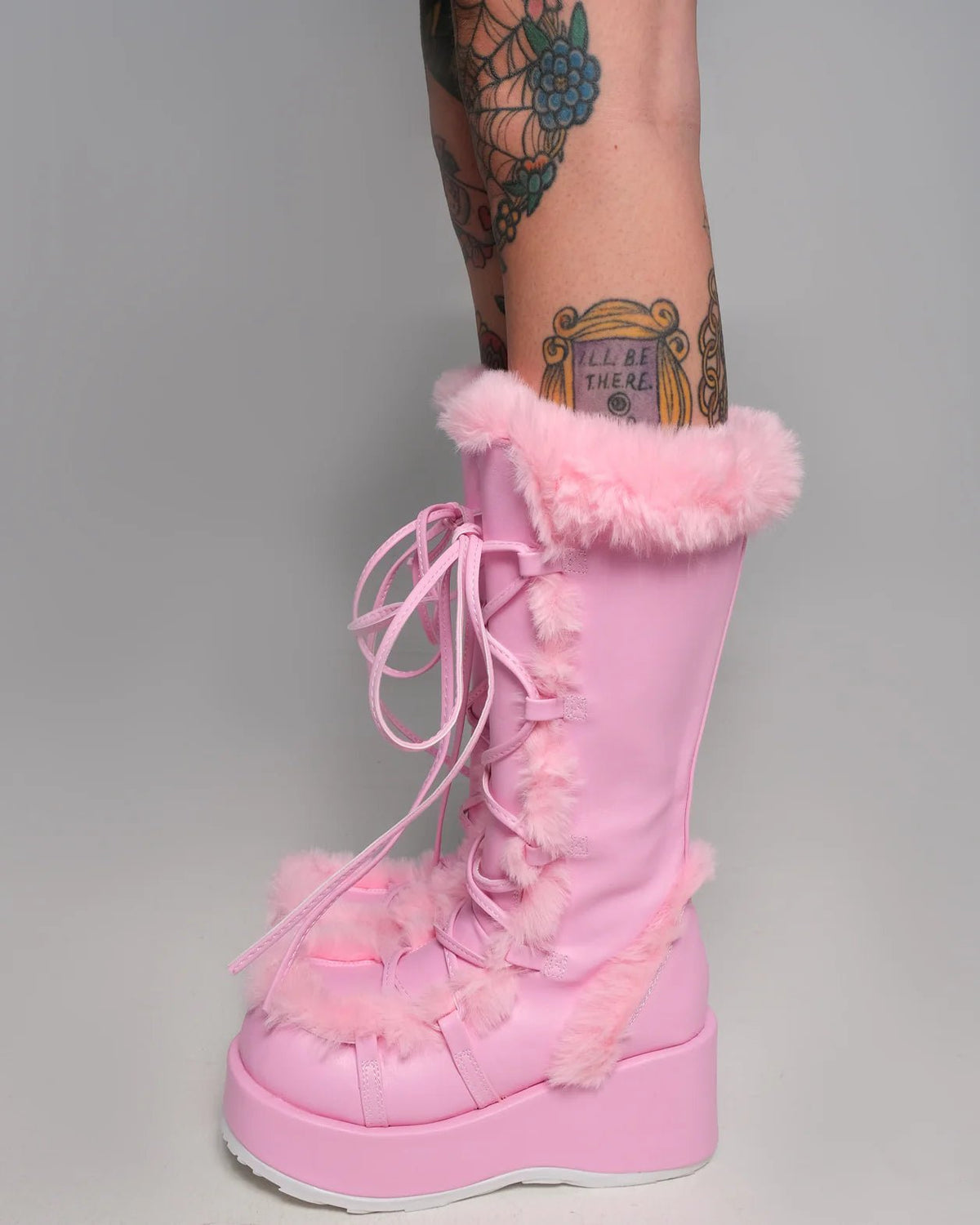 Demonia Pink Winter Solstice Faux Fur Boots - InstaWOW Shop