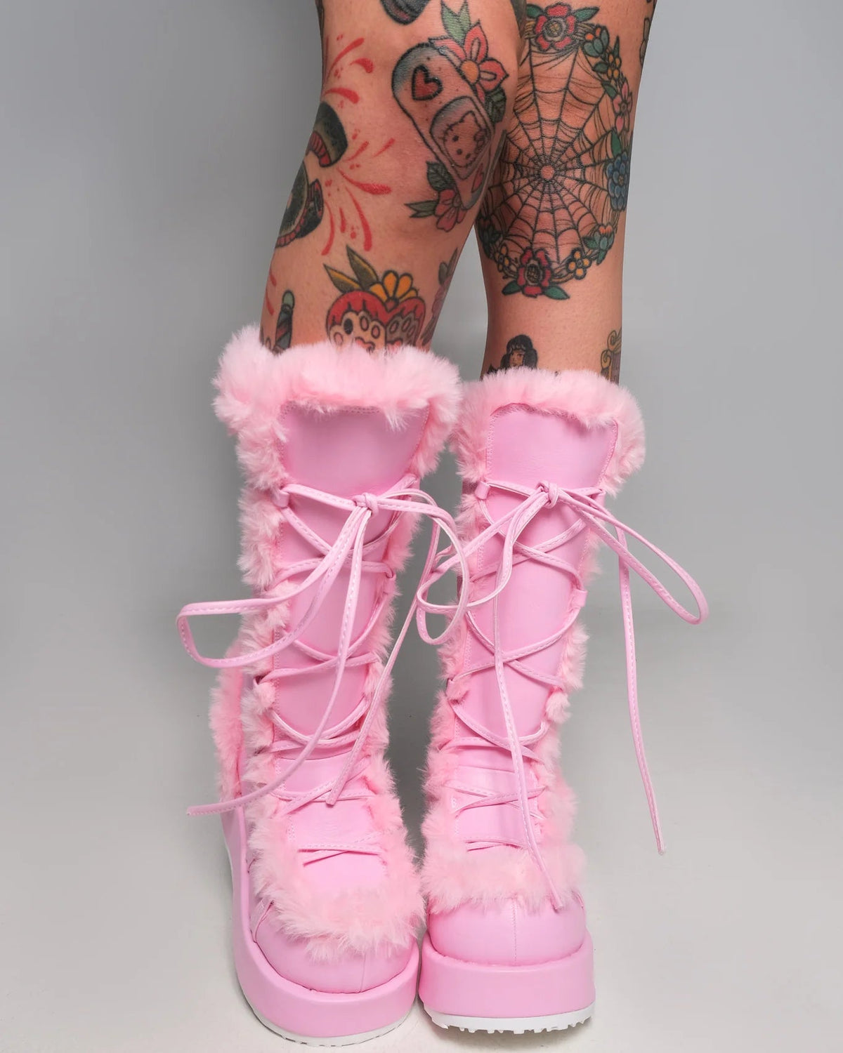 Demonia Pink Winter Solstice Faux Fur Boots - InstaWOW Shop