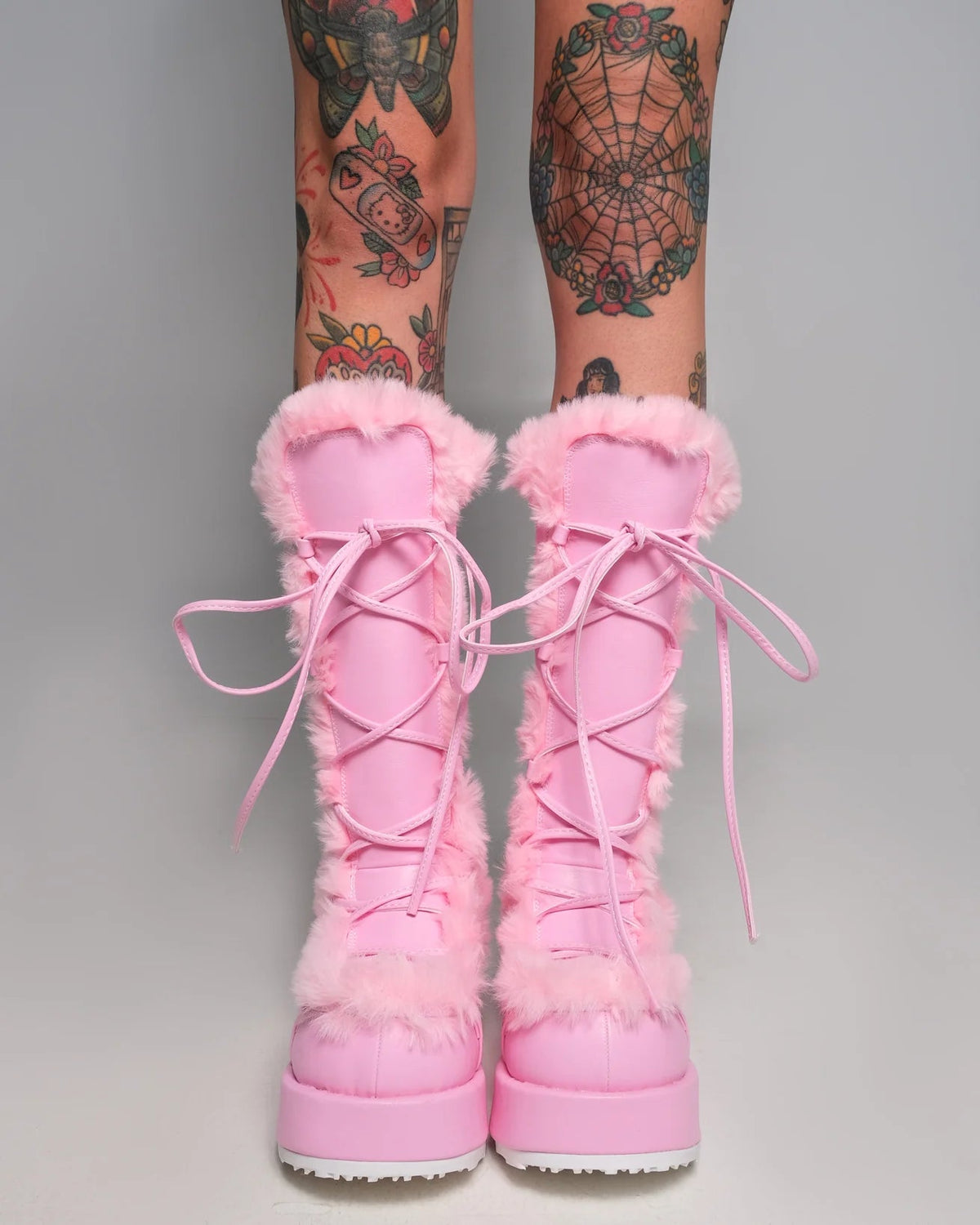 Demonia Pink Winter Solstice Faux Fur Boots - InstaWOW Shop