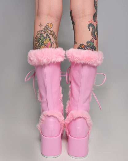 Demonia Pink Winter Solstice Faux Fur Boots - InstaWOW Shop