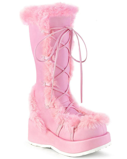 Demonia Pink Winter Solstice Faux Fur Boots - InstaWOW Shop