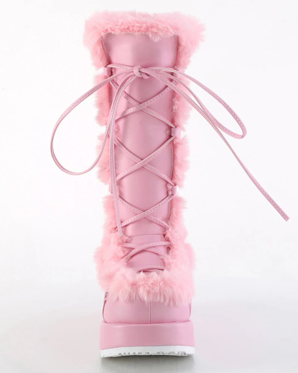Demonia Pink Winter Solstice Faux Fur Boots - InstaWOW Shop