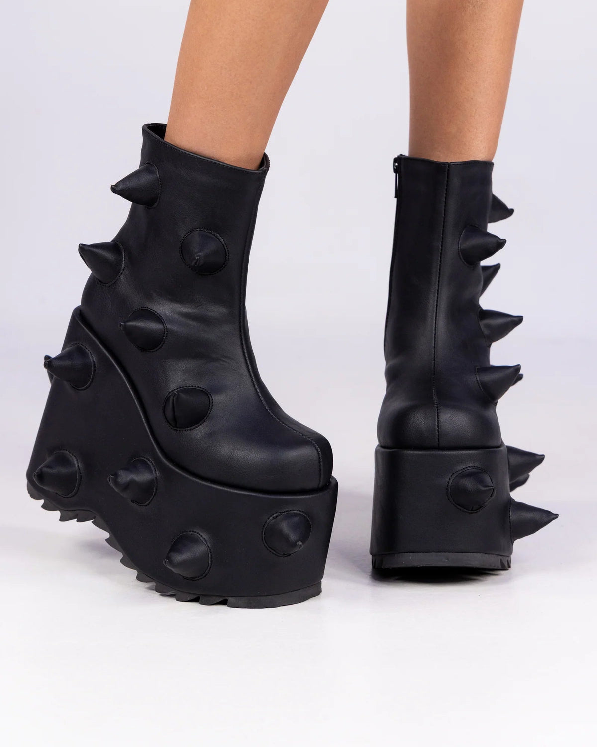 Demonia Slay Spike Women's Matte Black Platform Boots - InstaWOW Shop