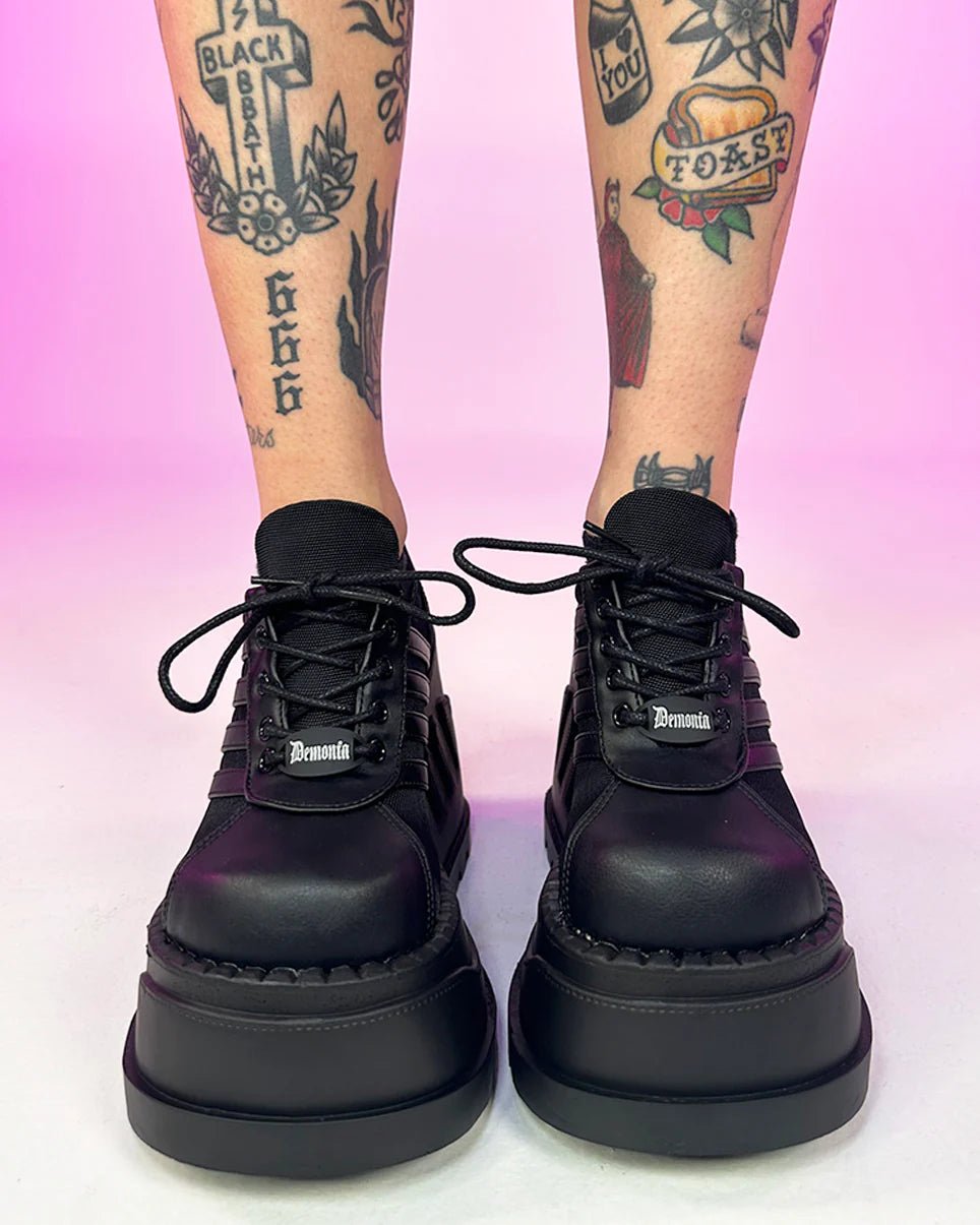 Demonia Stomp Women's Oxford Black Platforms - InstaWOW Shop