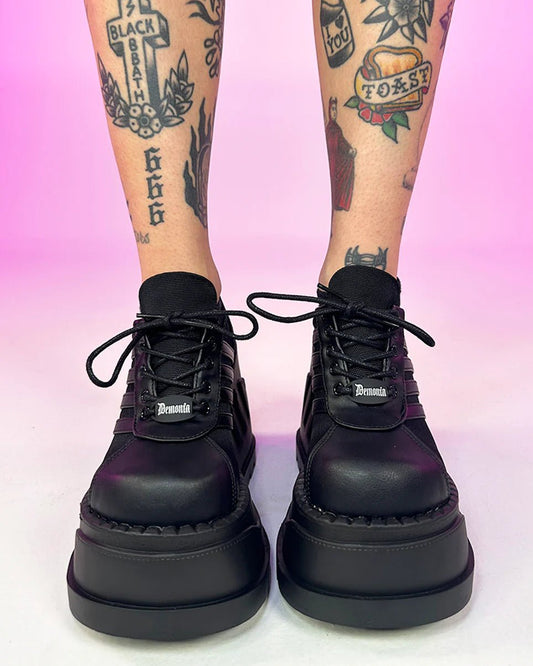 Demonia Stomp Women's Oxford Black Platforms - InstaWOW Shop