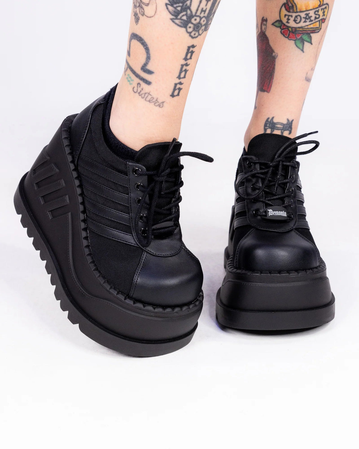 Demonia Stomp Women's Oxford Black Platforms - InstaWOW Shop