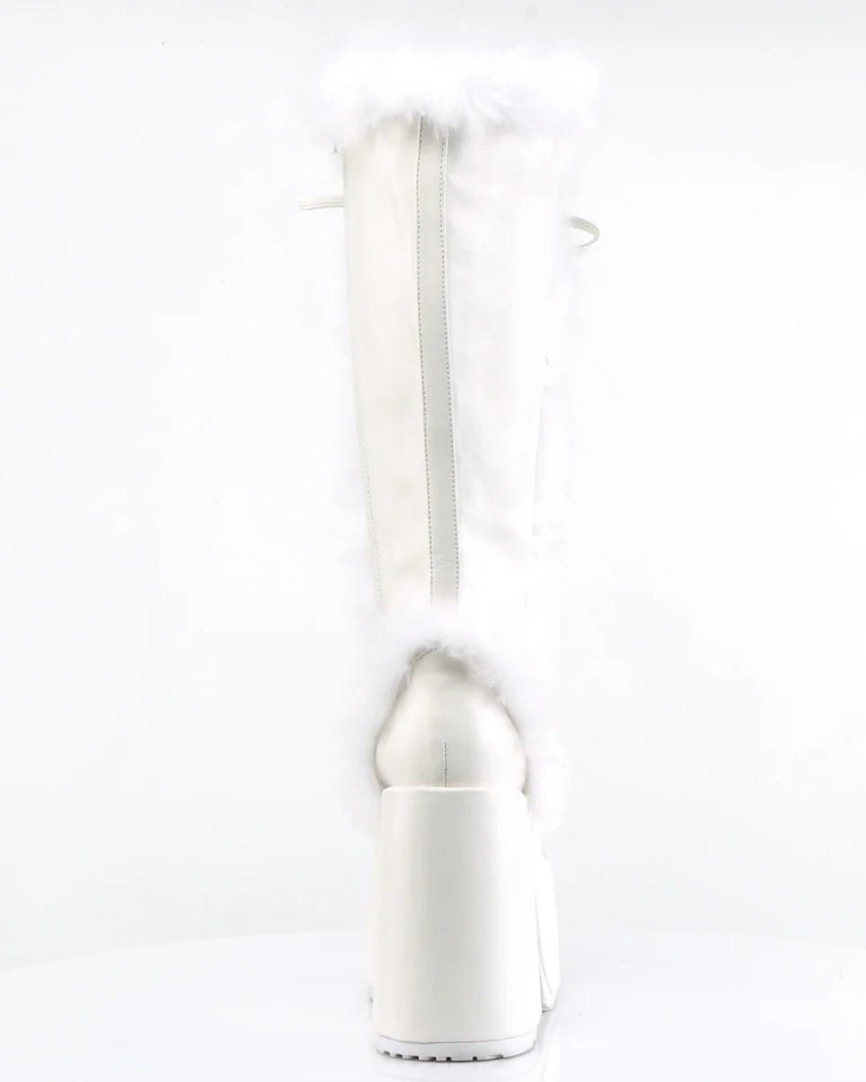 Demonia White Furry Winter Faux Fur Boots - InstaWOW Shop