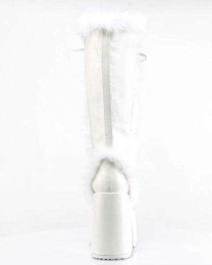 Demonia White Furry Winter Faux Fur Boots - InstaWOW Shop