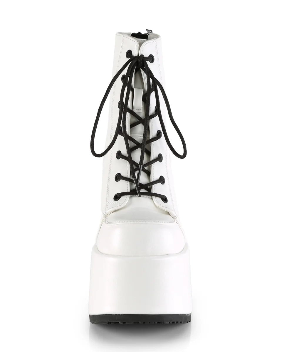 Demonia White Lace - Up Women's Platform Ankle Boots - InstaWOW Shop