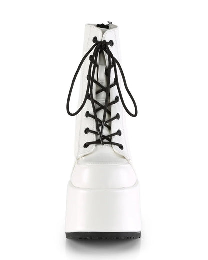 Demonia White Lace - Up Women's Platform Ankle Boots - InstaWOW Shop