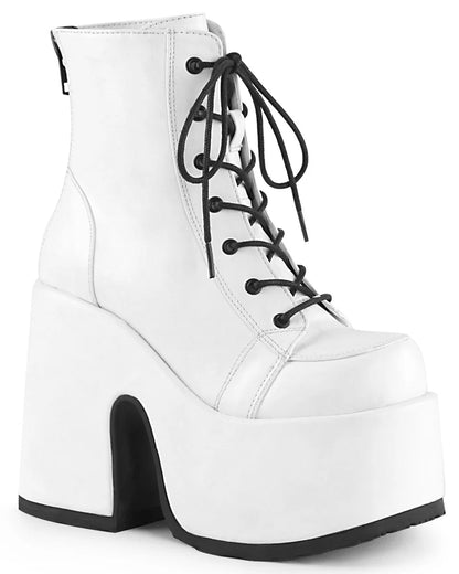 Demonia White Lace - Up Women's Platform Ankle Boots - InstaWOW Shop