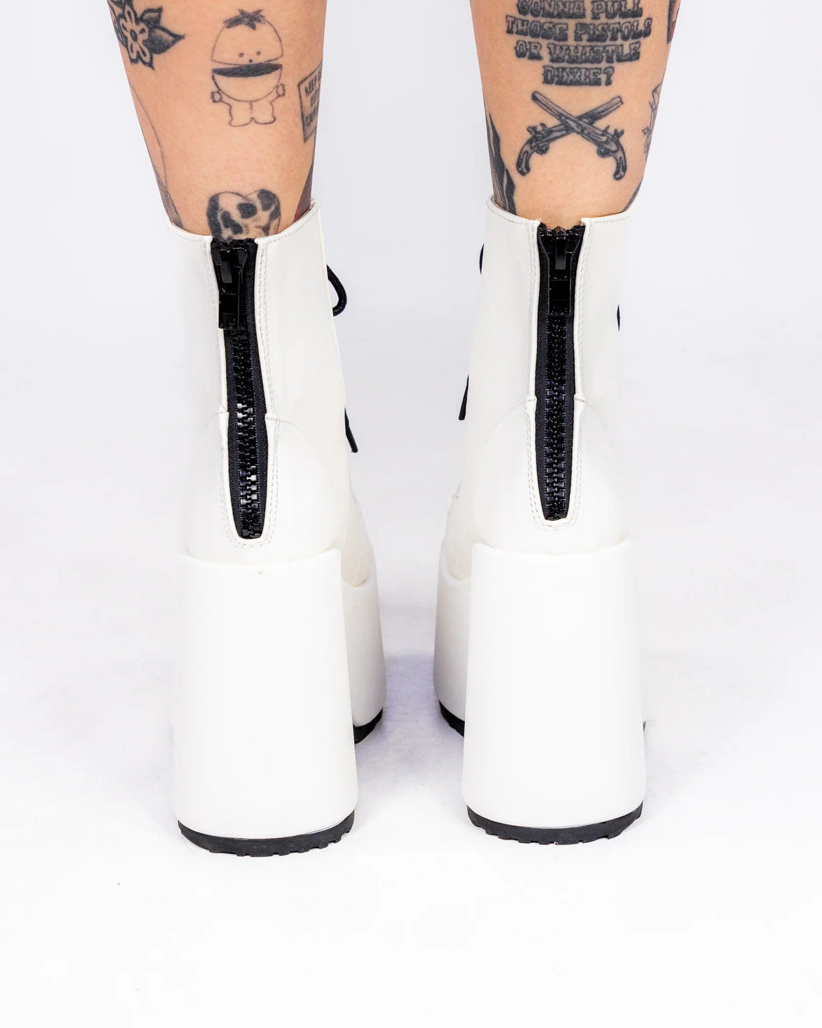 Demonia White Lace - Up Women's Platform Ankle Boots - InstaWOW Shop