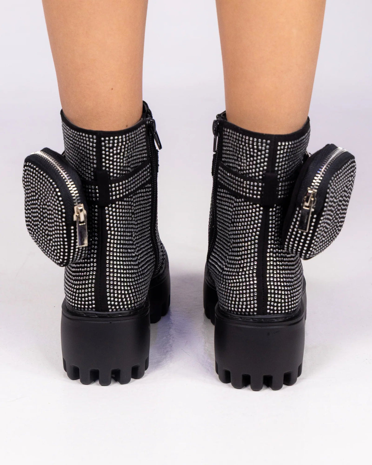 Ex Stacy Women's Rhinestone Pocket Combat Boots - InstaWOW Shop