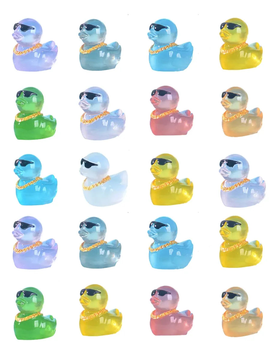 Glow-in-the-Dark Mini Ducks with Gold Chain (5pcs)