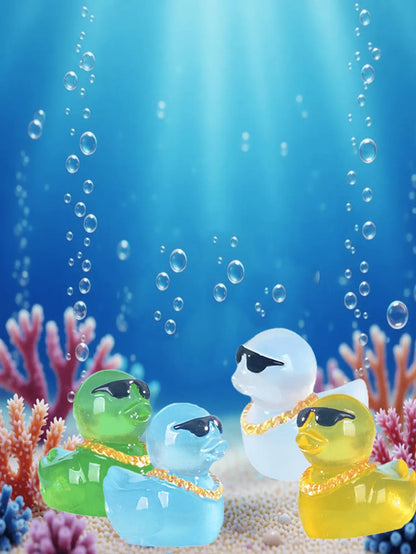 Glow-in-the-Dark Mini Ducks with Gold Chain (5pcs)