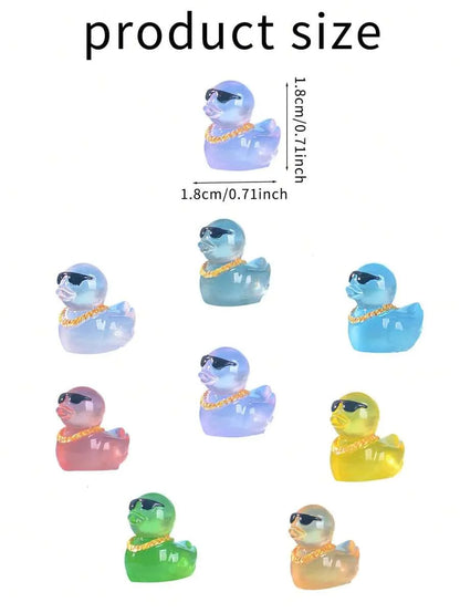 Glow-in-the-Dark Mini Ducks with Gold Chain (5pcs)