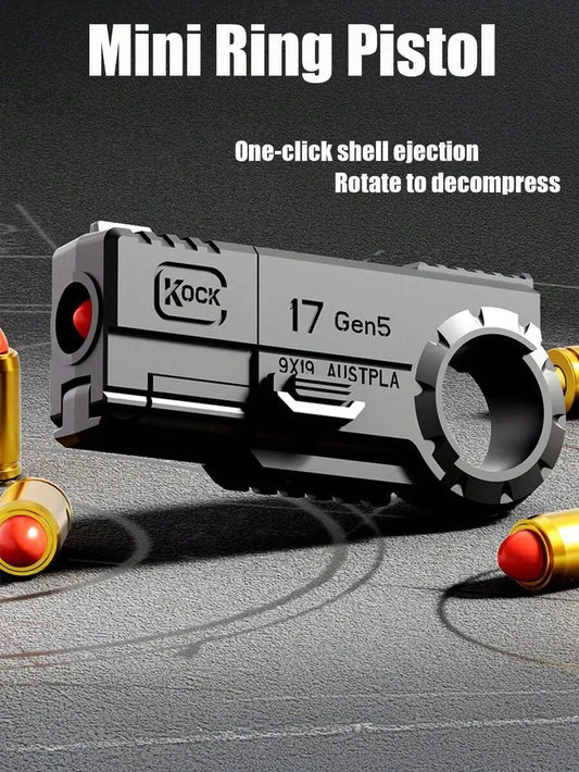 Mini Shell Ejection Ring Blaster Fidget Gun Toy (Random Color 1Pc)