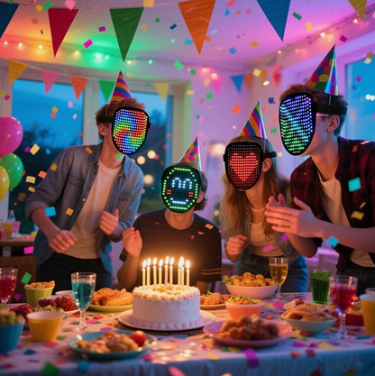 LED Face Mask with Gesture Control – Rechargeable Light Up Halloween Masks Costume for Adults & Kids, Glowing Transformable Cosplay Mask for Parties, Christmas, Concerts - InstaWOW Shop