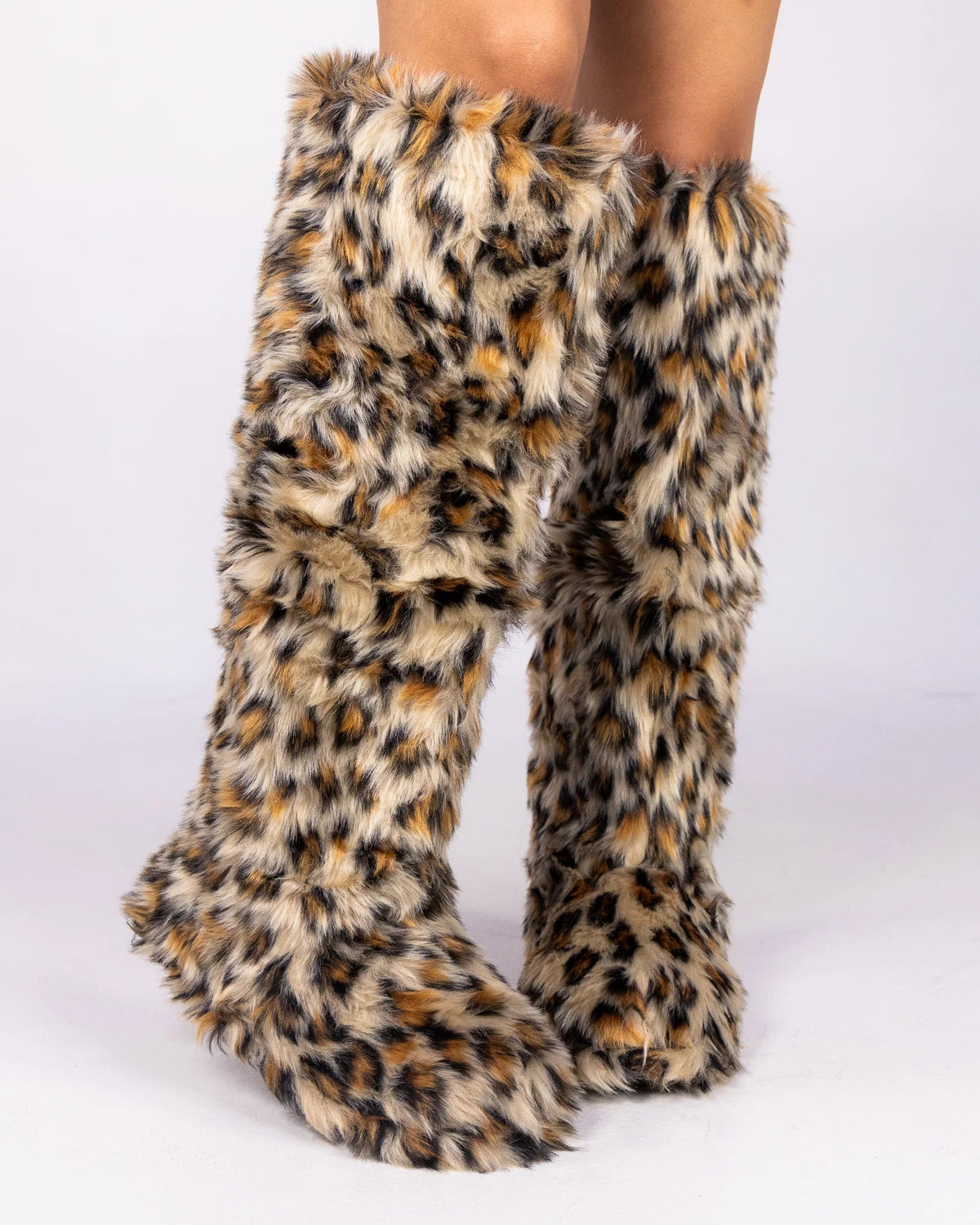 Leopard Animalistic Women's Faux Fur Platform Boots - InstaWOW Shop