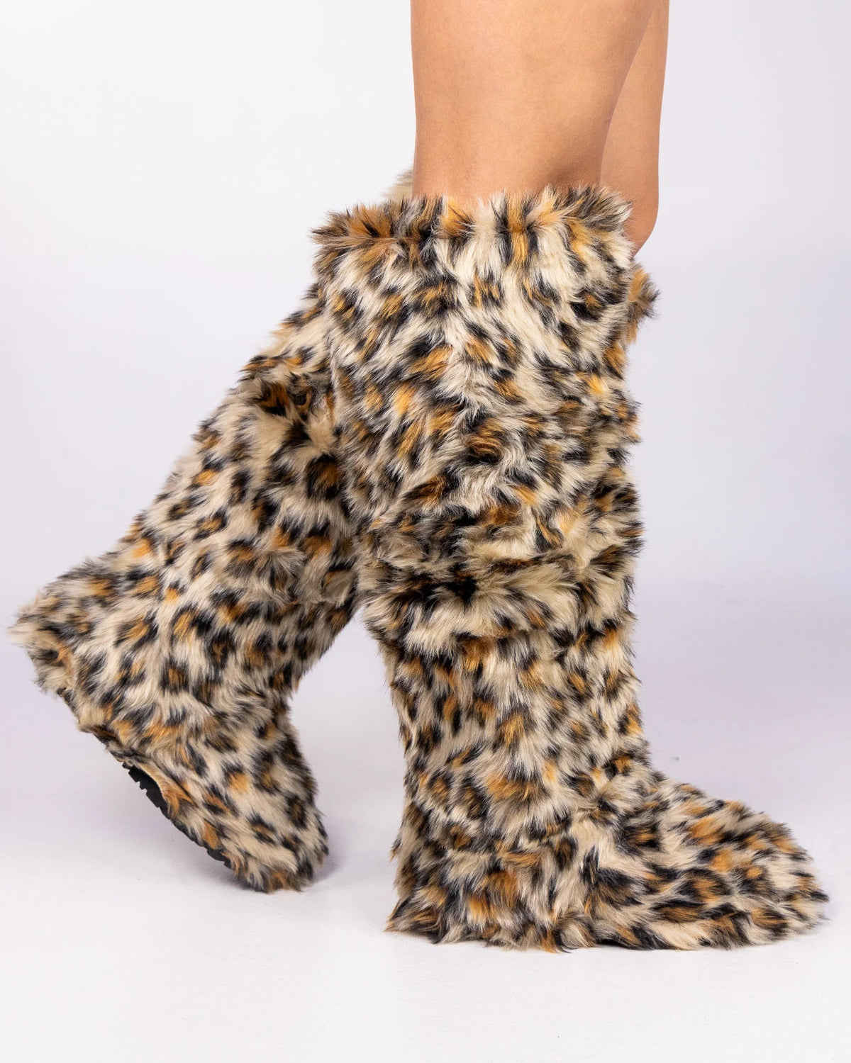 Leopard Animalistic Women's Faux Fur Platform Boots - InstaWOW Shop