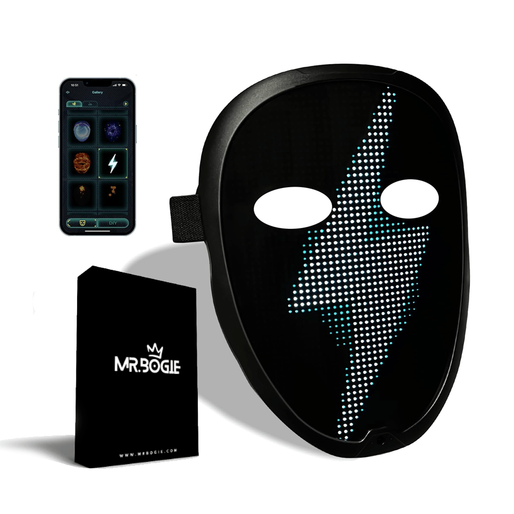 Mr.Bogie Face - transforming LED Mask, Bluetooth App Controlled Mask - USB - C Rechargeable Ultra thin - InstaWOW Shop