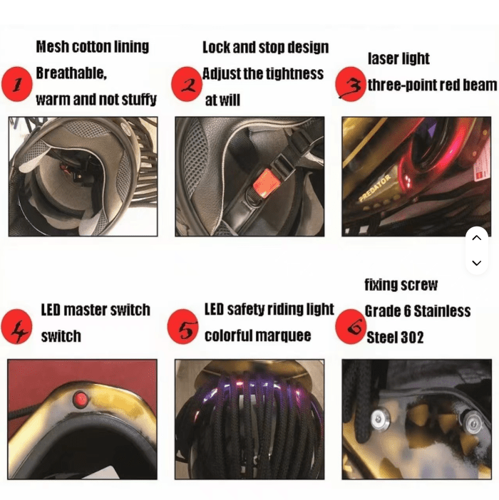 Phantom ProX Full Face Motorcycle Riding LED Helmet with Anti Fog and Laser Beam - InstaWOW Shop