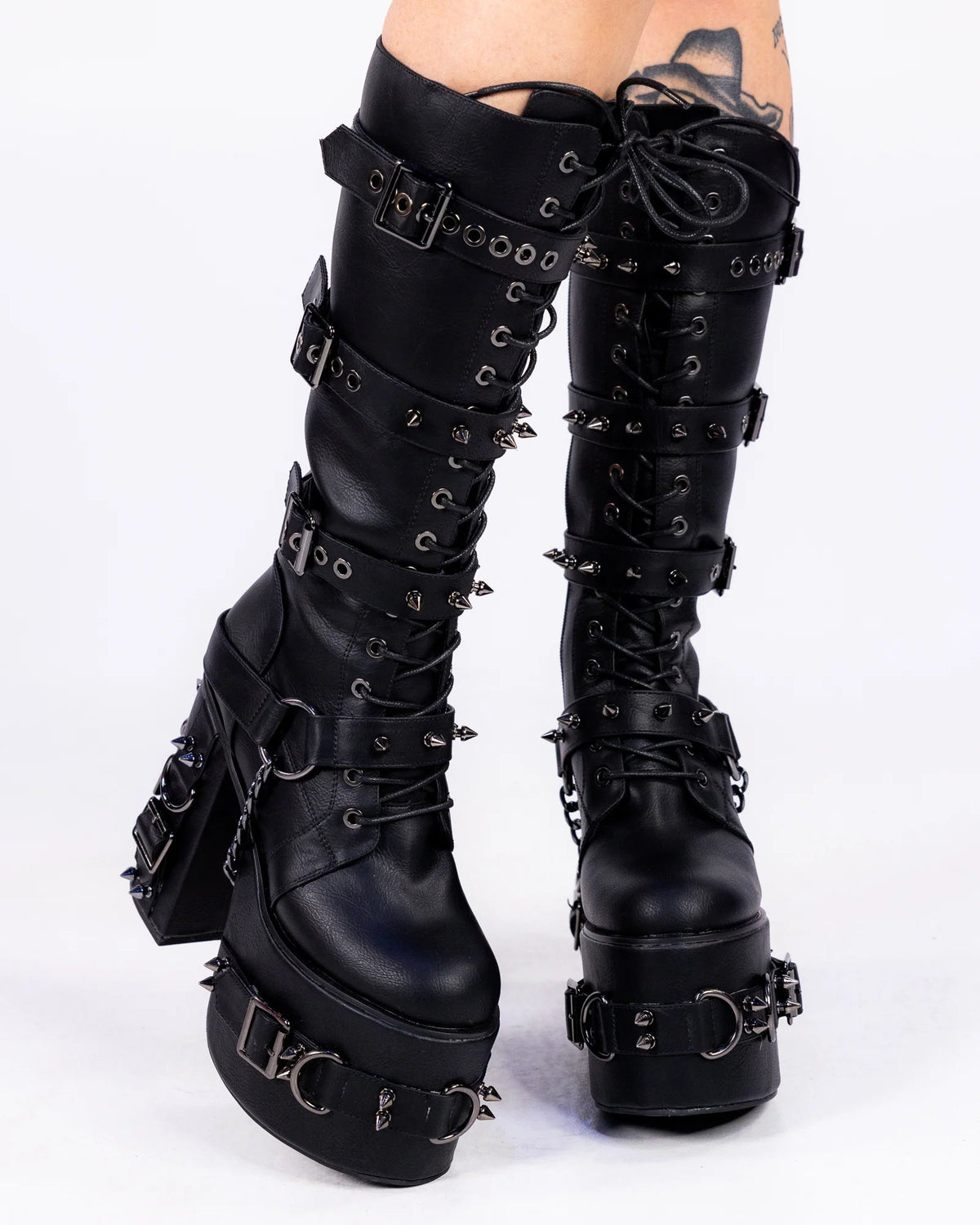 Princess Darkness Women's Black Knee High Platform Boots - InstaWOW Shop