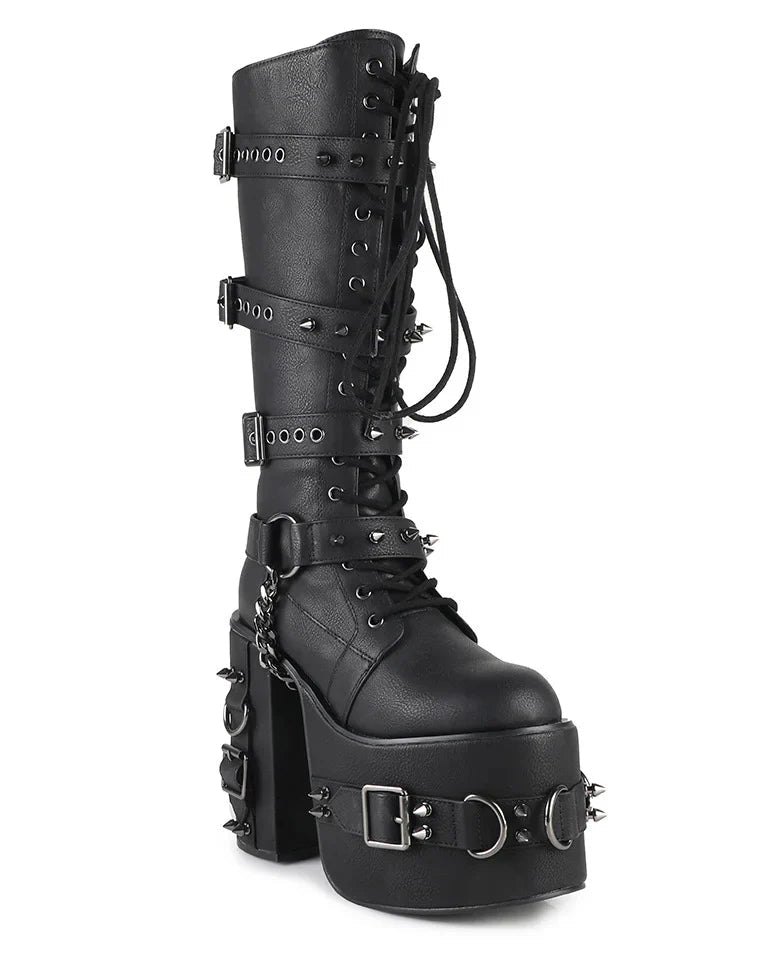 Princess Darkness Women's Black Knee High Platform Boots - InstaWOW Shop