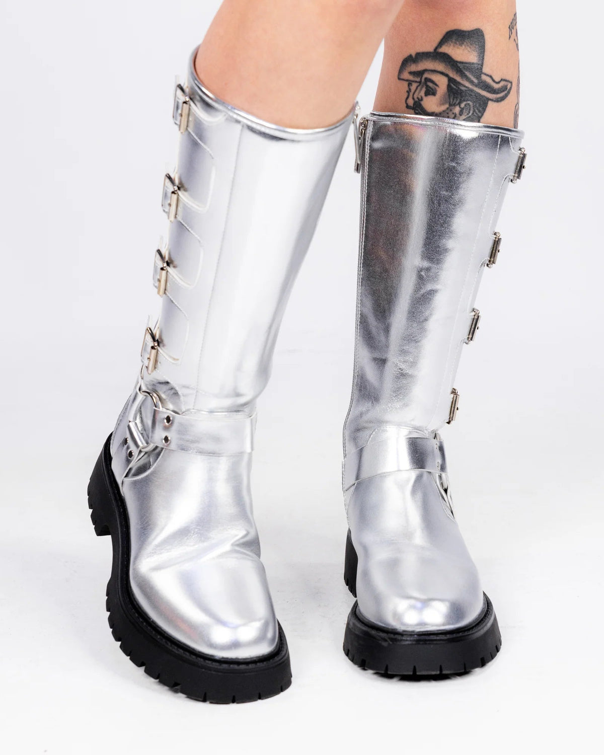 Silver Stampede Women's Buckle Boots - InstaWOW Shop