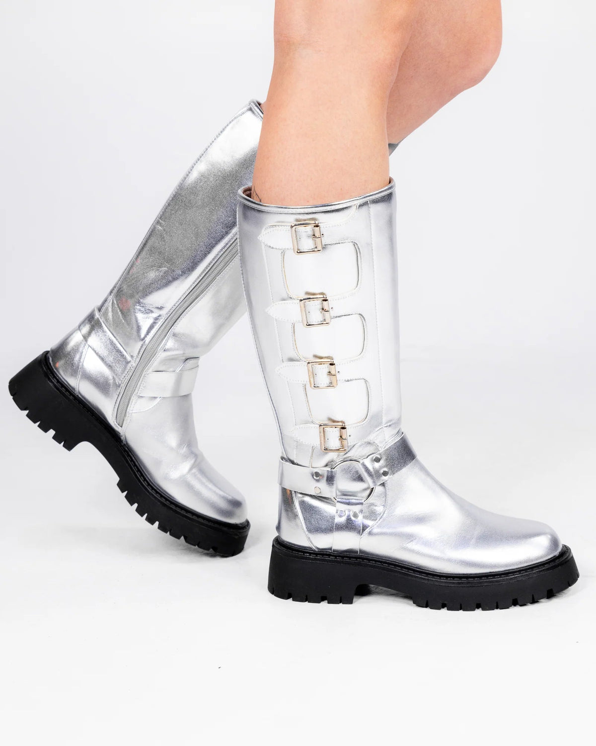 Silver Stampede Women's Buckle Boots - InstaWOW Shop