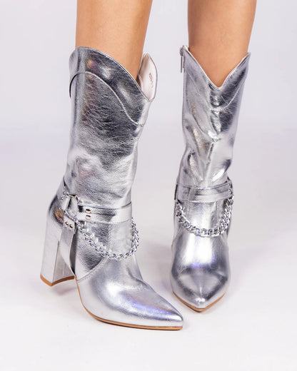 Silver Western Deco Women's Cowboy Boots - InstaWOW Shop