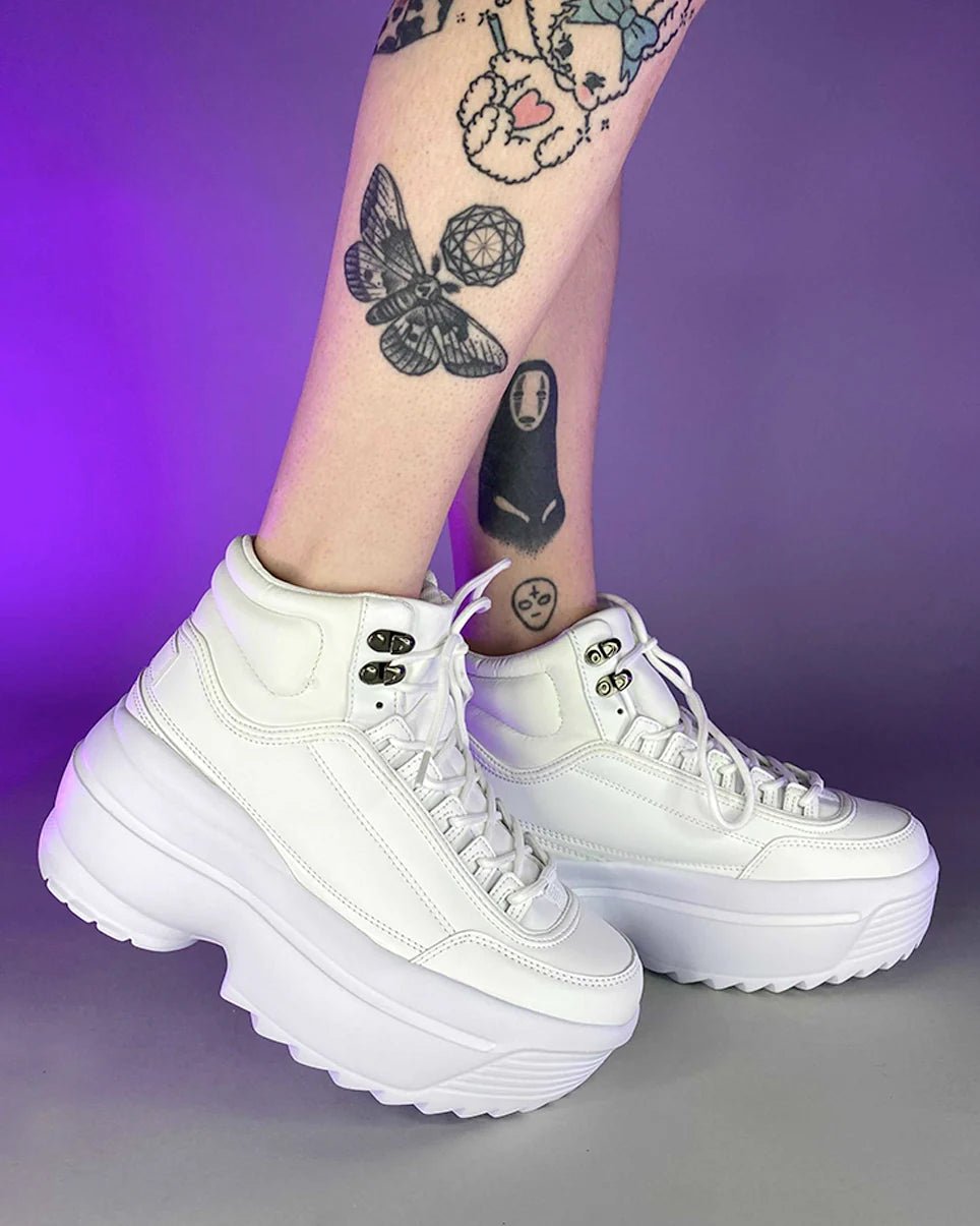 White High Livin' Women's Hi Top Sneakers - InstaWOW Shop