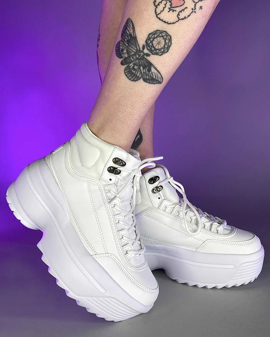 White High Livin' Women's Hi Top Sneakers - InstaWOW Shop