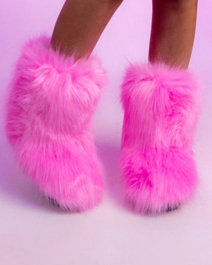 Women's Baby Pink Boots With The Fur - InstaWOW Shop