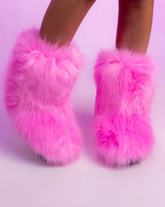 Women's Baby Pink Boots With The Fur - InstaWOW Shop