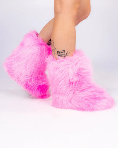 Women's Baby Pink Boots With The Fur - InstaWOW Shop