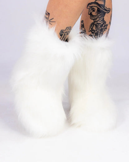 Women's White Boots With The Fur - InstaWOW Shop