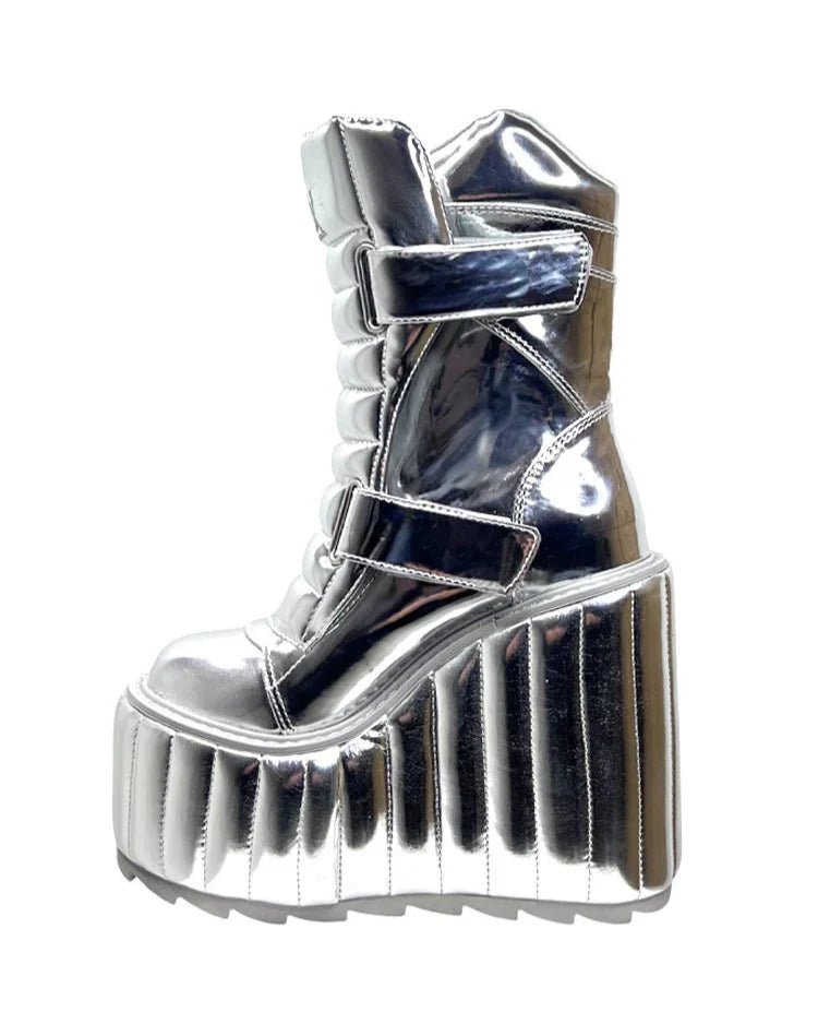 YRU Dune Moto Lo Women's Silver Chrome Boots - InstaWOW Shop