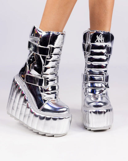 YRU Dune Moto Lo Women's Silver Chrome Boots - InstaWOW Shop